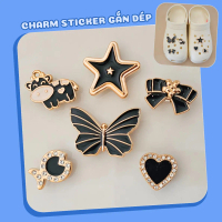 Charm giả kim gắn dép cross B51 Sticker gắn dép sục mẫu gold đa dạng cho nữ chất liệu giả kim màu sắ