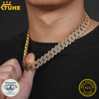 High Quality Hip Hop Cuban Chain Moissanite Baguette Necklace For Men Hip Hop Jewelry 925 Sterling Silver Cuban Chain