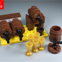 MOC Bricks Wine Barrel Model Action Figures Kids Corner of Wine Cellar Building Blocks Assembled Toys