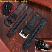21MM 22MM Strap Men Leather Silicone Watchband For seiko Fossil Tissot MIDO Tag Heuer Breitling Bracelet Wristband accessories