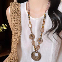 สร้อยคอโซ่เสื้อกันหนาวยาว, ชาติพันธุ์ Sle รอบเรซิ่น, เสือดาว, จี้ย้อนยุค, สำหรับผู้หญิง, เครื่องประด