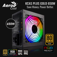 AEROCOOL KCAS PLUS GOLD 650W | RGB Non Modular 80+ Gold 650W ATX PSU