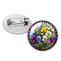 Beauty Flower Daisy clover Poppy Photo Glass cabochon Brooch pinback button Bag Clothes Denim Jeans Lapel Pin Badge Jewelry Gift