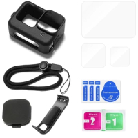 For Gopro Hero 12 11 10 9 Silicone Protective Set Glass Screen Tempered Film Go Pro Hero 9 10 11 Action Camera Accessories