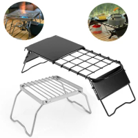 BBQ Grill Multifunctional Folding Campfire Grill Portable Stainless Steel Camping Grill Grate Gas Stove Stand Outdoor BBQ Rack