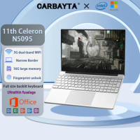 CARBAYTA Intel Celeron N5095 Windows 10 11 Ram 16GB Rom 256GB 512GB 1TB 2TB SSD Computer 2.4G/5.0G Wifi Bluetooth Gaming Laptop