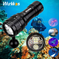 Wurkkos DL07 Dive Flashlight Mulit Color LED White Red Light Rechargeable Rotary Switch Waterproof Powerful 26650 Flood and Spot