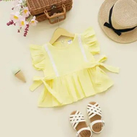 Thanaya Kids - Emily Top Blouse Renda Tali Anak Perempuan Atasan Anak Cewek 1-8 Tahun M Yellow