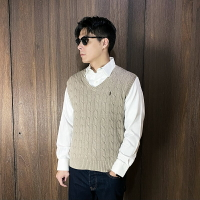 美國百分百【全新真品】Ralph Lauren 針織背心 V領 男款 RL 小馬 POLO 毛衣 駝色 CZ43