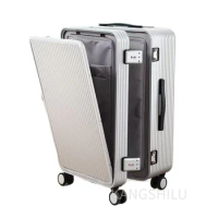 Extra Thick All-Aluminum Luggage 20''24''26''28'' Side Open Aluminum-Magnesium Alloy Trolley Case Travel Suitcase With Wheels