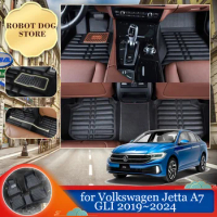 Car Leather Floor Mat for Volkswagen VW Jetta A7 Vento GLI 2019~2024 Foot Interior Liner Waterproof Carpet Pad Custom Accessorie