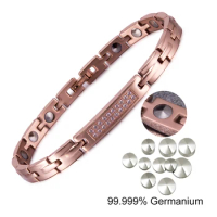 99.999%Ge Titanium Bracelets for Women AAA Zirconia Rose Gold-color Magnetic ID Bracelets Pure Cone-shape Germanium Bracelet