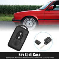 X Autohaux Car Remote Uncut Insert Key Fob Case Shell 2 Key Buttons Cover Tools for Nissan Micra Xtrail Qashqai Accessories