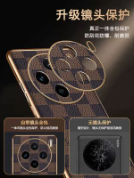 歐美大牌適用vivox100電話殼vivox100Pro新款真皮保-【咖啡格紋】鎏金真皮-鏡頭保護-精準孔位 vivo X100
