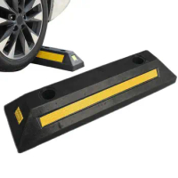 Car Stopper For Garage Reinforced Garage Parking Aid Wheel Stopper Heavy Duty Parking Aid For Garage With Yellow Reflective Tape