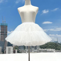 4 Layers White Petticoat Fluffy Lolita Bottoms Skirt Support Boneless Puffy Skirt Soft Yarn Dress Crinolinas Cosplay Accessory