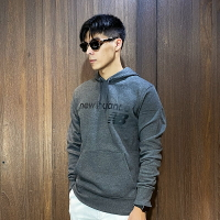 美國百分百【全新真品】New Balance 連帽上衣 棉質 NB 帽T 長袖 上衣 logo 鐵灰 CD29
