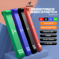 CHAMPS Premium Long Resistance Band - Karet Fitness - Power Band Outdoor/indoor - Ukuran Merah (5-18