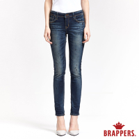 BRAPPERS 女款 新美腳ROYAL系列-女用彈性中低腰噴漆窄管褲-藍
