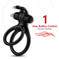Men's Silicone Penis Ring + Vibrator Clitoris Stimulator Cock Ring Ejaculation Delay Penisring Erection Ring for Couples