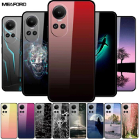 For Oppo Reno10 Pro Case Reno 10 5G Luxury Tempered Glass Hard Back Covers for Oppo Reno 10 Pro 5G Reno105G Cases Wolf Cats Capa