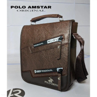 Tas Selempang Pria POLO AMSTAR PU Leather Original Tas Kantor