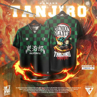 DJ Sport Jersey Demon SlayerJersey NFL Budak & Dewasa Unisex T-Shirt- Size LNezukoZenitsuShinobuTanj