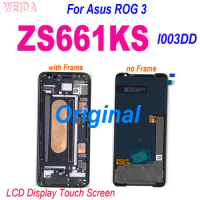 Original 6.59" For Asus ROG 3 ZS661KS LCD Display Touch Screen Digitizer Assembly Frame For Asus ROG 3 Strix ASUS I003DD Screen