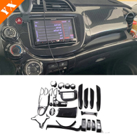 LHD สำหรับ Honda Jazz Fit 2008-2013อุปกรณ์เสริมคาร์บอนภายในรถประตู Armrest กระจกหน้าต่างแผงสวิตช์สติกเกอร์ Cover