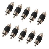 10Pcs Dual RCA Male to Male Plug Connector RCA Audio Video Cable Extension Connector for CCTV camera Amplifier
