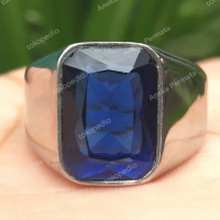 Cincin Batu Akik Permata King Safir Sapphire Kotak HQ