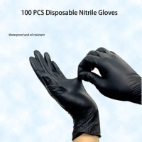 Black Disposable Nitrile Gloves for Household Cleaning Work Safety Gardening Waterproof Gloves Kitchen Cooking