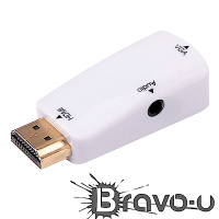 Bravo-u HDMI(公) to VGA(母) 鍍金轉接頭 2入組
