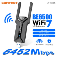 Comfast Adaptador Wifi 7/6 Usb 3.0 Adapter BE6500 6G/5G/2G High Gain Antena Para Wifi7 PC Cle Networ