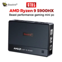 Beelink GTR5 MINI PC AMD Ryzen 9 5900HX Windows 11 Pro Mini PC 64GB 1TB SSD BT5.2 WIFI 6 Gaming PC Fingerprint Unlock BIOS