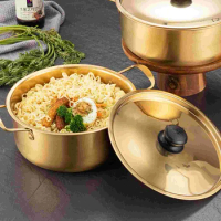 Ramen Noodles Instant Noodle Pot Stainless Steel Gold Hand-Pulled Ramen with Lid Large Soup Korean Cooking Big Pots for