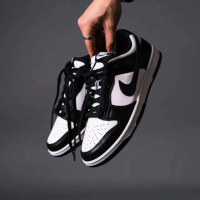 【NIKE 耐吉】休閒鞋 Dunk Low Retro 運動 男鞋 熊貓 經典款 皮革 球鞋 穿搭 黑 白(DD1391-100)