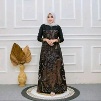 BAJU BATIK  KELUARGA BERBAHAN Katun Couple Sarimbit Kombinasi Gamis Wanita