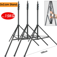 3x3.6m Heavy Duty Support Max Load 15KG Photo Video Steel Metal Light Stand Tripod Holder for Studio LED Lamp Softbox Backdrop