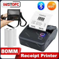 80mm WIFI Receipt Bill Printer USB Bluetooth Mobile Thermal Mini Handheld POS Maker for Loyverse Small Business Case Optional