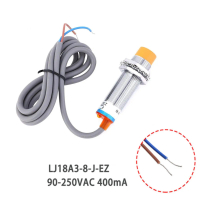 LJ18A3-8-J/EZ สวิตช์เซ็นเซอร์ตรวจจับระยะใกล้แบบเหนี่ยวนำ AC 90–250 โวลต์ แบบ 2 เส้น รุ่น NO ขนาด 8 ม