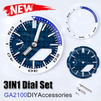Luxury 3in1 Set Hour Marker Watch Dial For Casioak GA2100 GA-2110 GA-2100 Hands Watch Part Personalized Modification Accessories