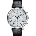 TISSOT T1224171603300 CARSON 羅馬時尚計時男錶 41mm 不鏽鋼表殼 黑色皮革錶帶