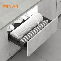 Cabinet Basket Aluminum Alloy Kitchen Drawer-Styled Double Storage Dish Basket European and American