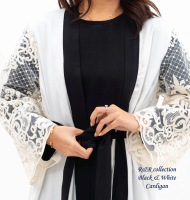R&RCollection Gardenia Cardigan Katun Polos Premium Kombinasi Katun Hitam polos outer kaftan Putih d