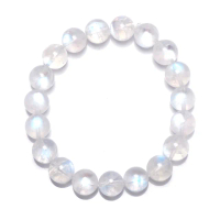 【正佳珠寶】藍月光 頂級冰藍 9.8-10.3mm 藍月光石手珠