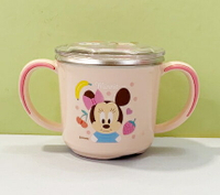【震撼精品百貨】Micky Mouse 米奇/米妮  迪士尼兒童不銹鋼雙耳把杯附蓋-粉米妮#04932 震撼日式精品百貨