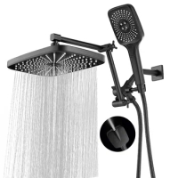 12 Inch Shower Head With Handheld, High-Pressure Rain/Rainfall Shower Heads With 3+1 Settings Handheld Spray, Including Diverter