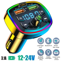 5.0 FM Transmitter Car Bluetooth Fast Charger Dual USB 3.1A Car MP3 Player Handsfree Radio Modulator with Built-in Mic