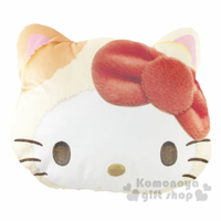 小禮堂 Hello Kitty 貓裝大臉造型絨布抱枕靠墊《米黃》靠枕.絨毛玩偶